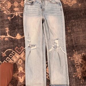 Cello Light Blue Distressed Straight Leg Jeans